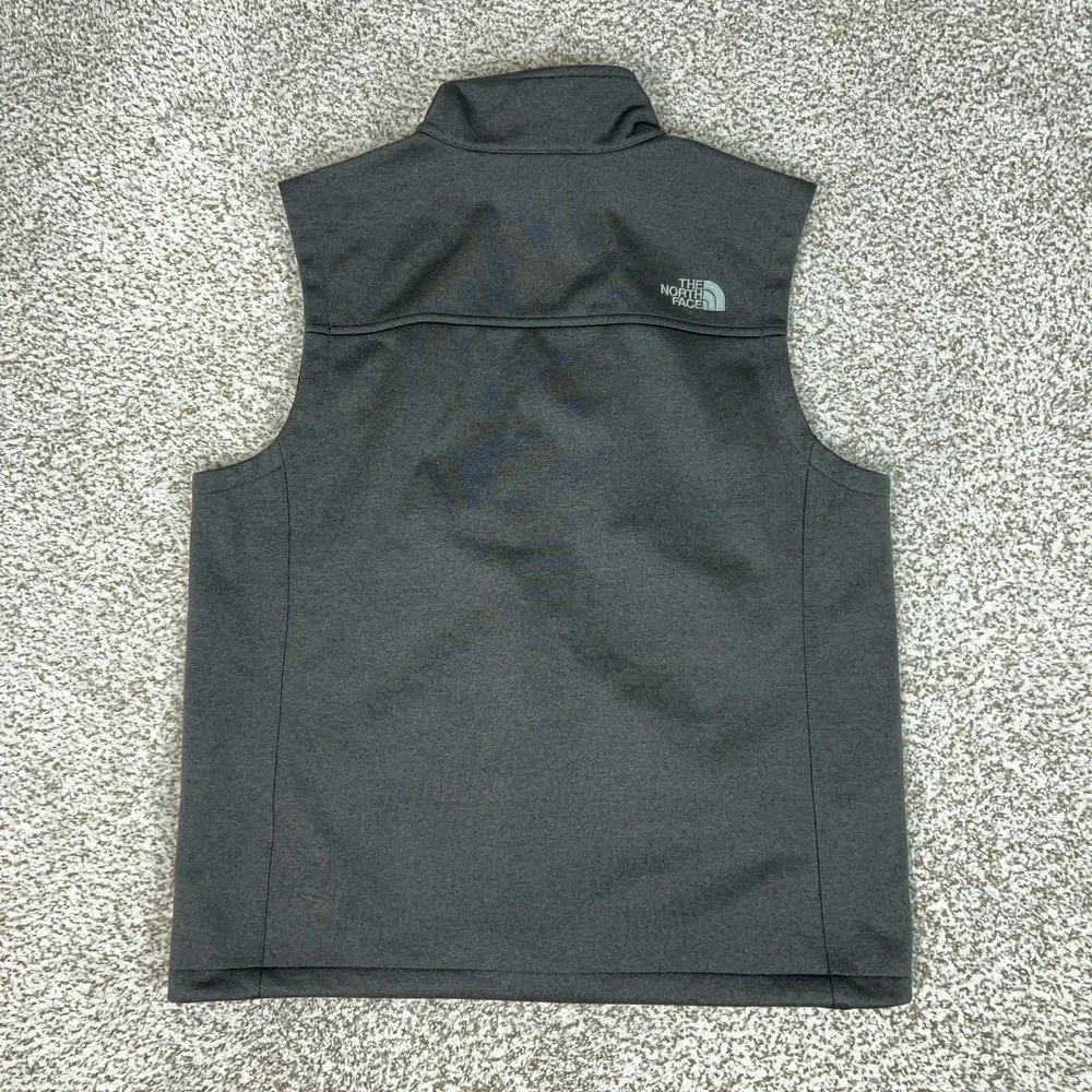 The North Face Vest Mens Large Gray‎ Softshell Full Zip Logo Windbreaker Hiking